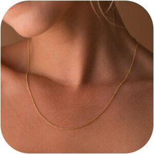 14K Gold Rolo Chain Plated 925 Silver Chain Necklace 14-20" Dainty Choker Women